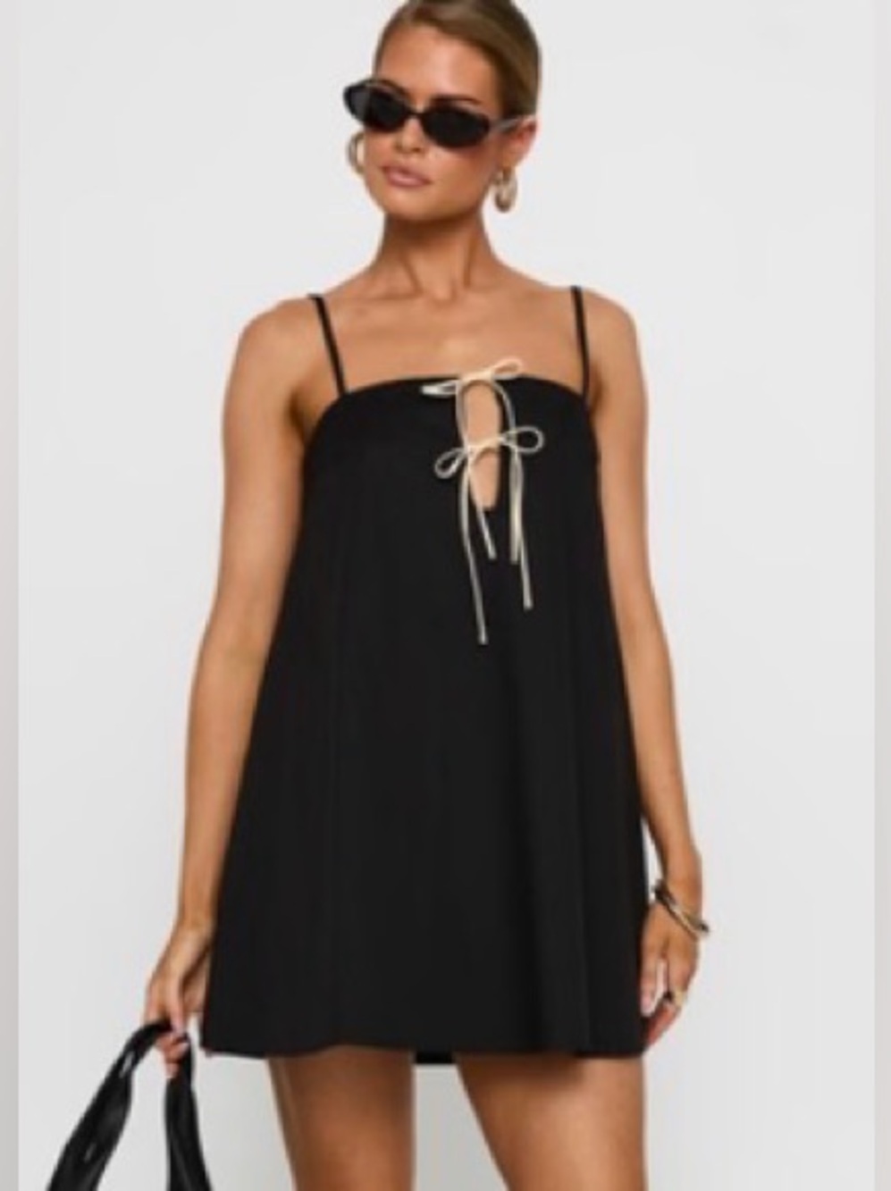 Princess Polly Black Mini Dress with Drawstring (size 4) BRAND NEW